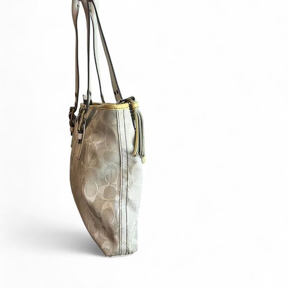 Coach Signature Limited Edition Metallic Silver Slim Tote - Picture 2 of 8